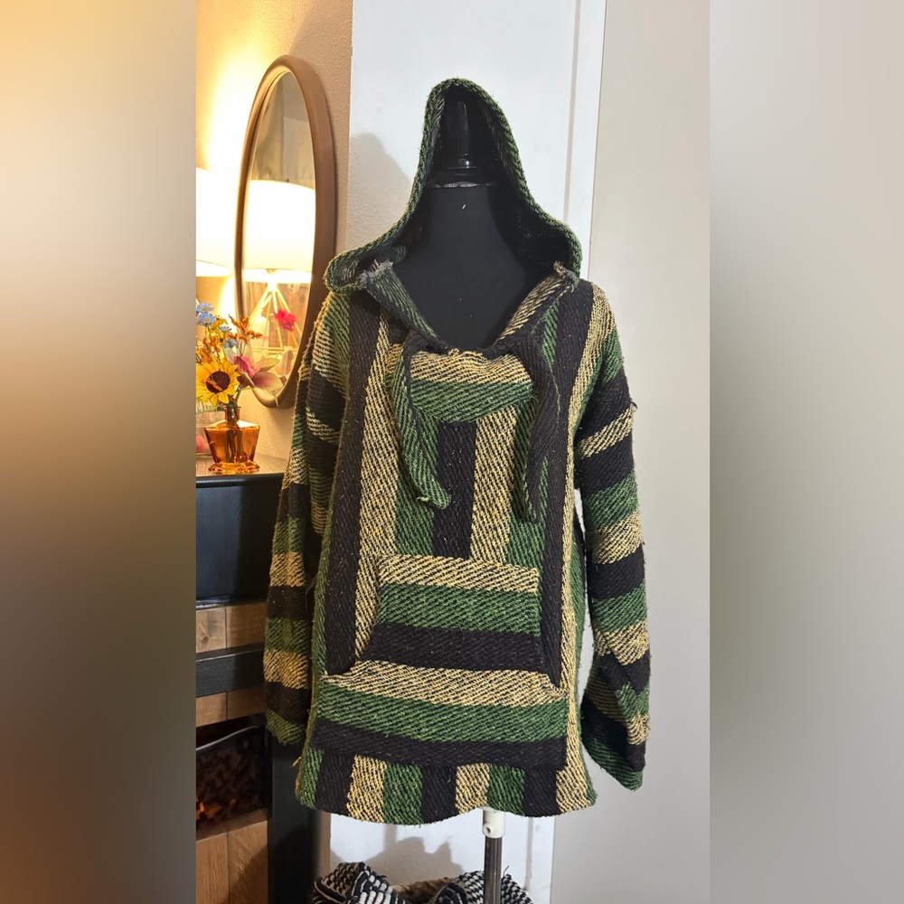 Striped Green and Black unisex Sweater hoodie